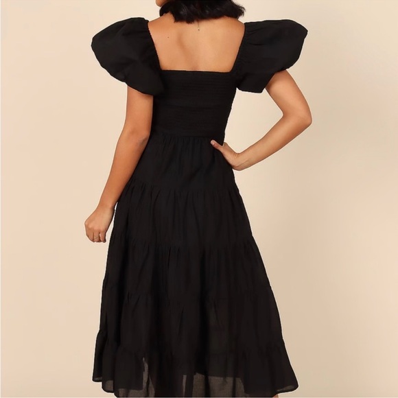 Petal & Pup Black Midi Dress with Puff Sleeves - Picture 2 of 2